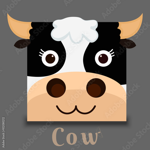 flat vector image of an cow face