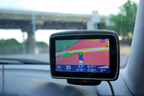 Satellite navigation system in a car