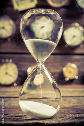 Vintage hourglass as the old way of timing