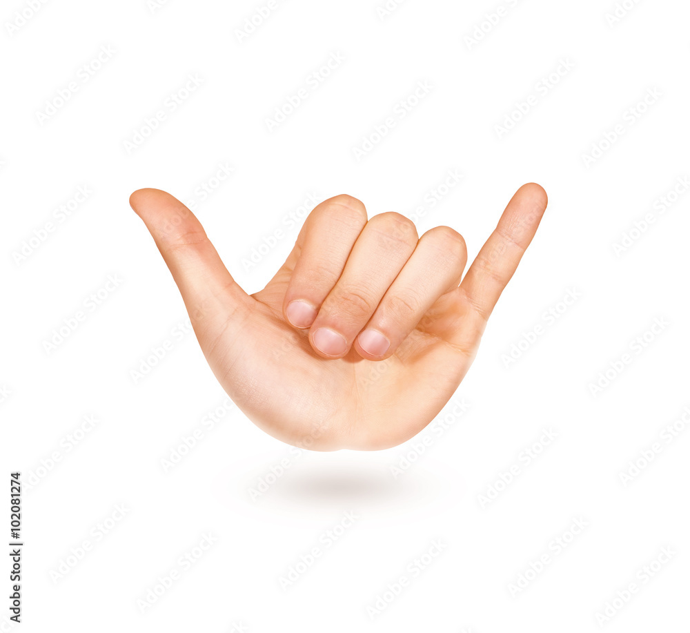 Icon of surfers shaka sign isolated on white. Nice symbol. Icon of surfers shaka sign isolated on white. Nice symbol.