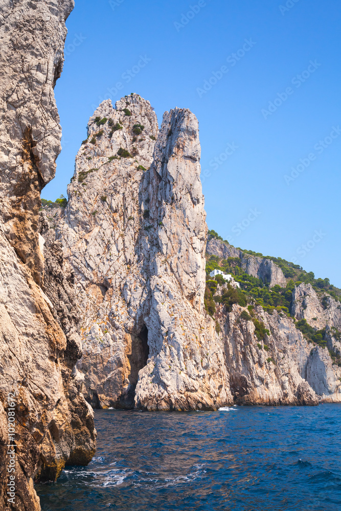 Coastal vertical landscape with rocks of Capri island