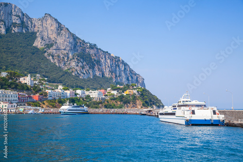 Main port of Capri island, Italy. Passenger ferries © evannovostro