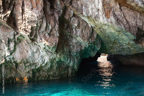 Coastal rocks of Capri island, small grotto