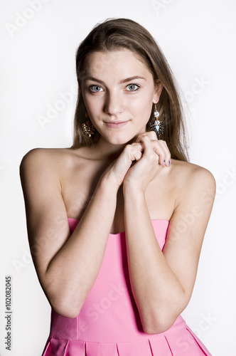 Wallpaper Mural beautiful glamor girl in pink Torontodigital.ca