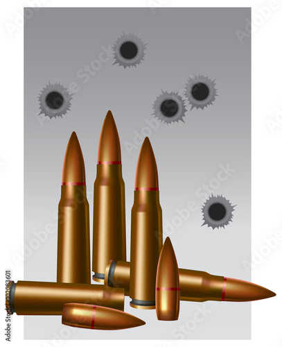military still-life. Illustration with the image of an ammunition
