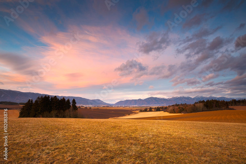 Fields in the countryside of Turiec region in Slovakia.