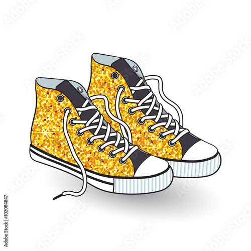 Pair of gold sneakers