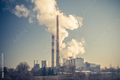 Power plant cold morning  Krakow  Poland