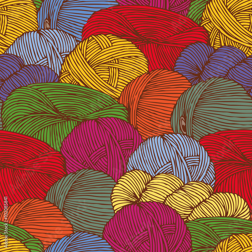 Seamless Pattern with Hanks of Yarn