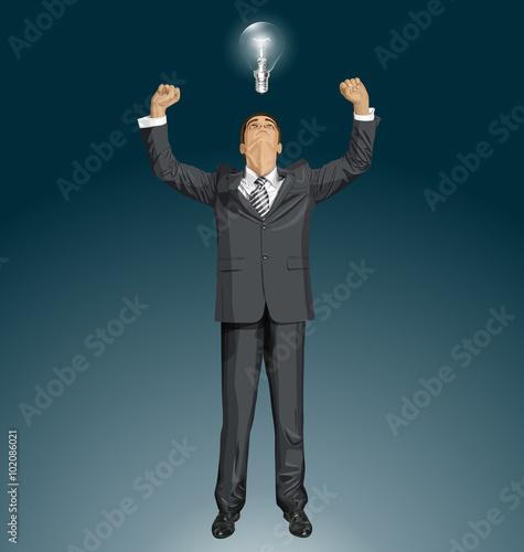 Vector Businessman With Hands Up