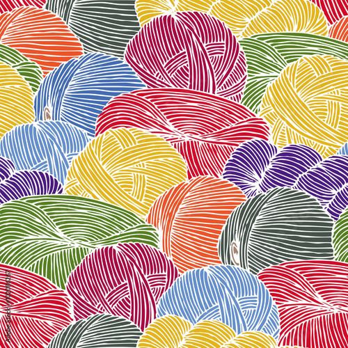Seamless Pattern with Hanks of Yarn