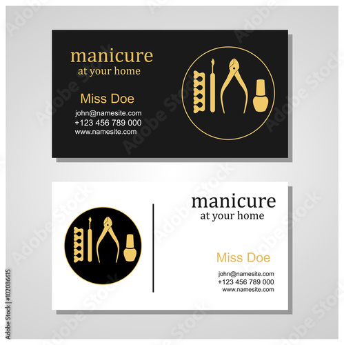 Manicure salon business card design templates set