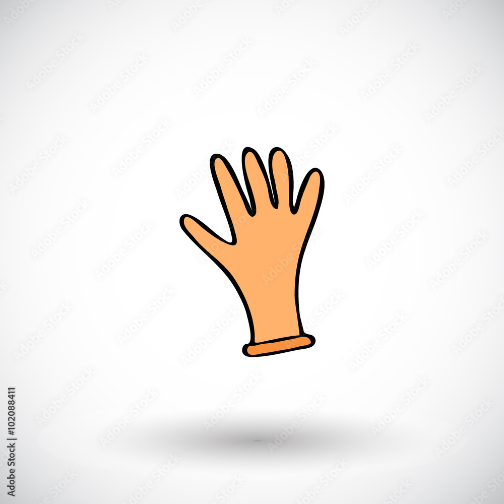 Obraz premium Cleaning glove sketch. Hand-drawn cartoon cleaning tool icon. Vector illustration.