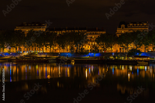 Cityscape of Lyon  France at night