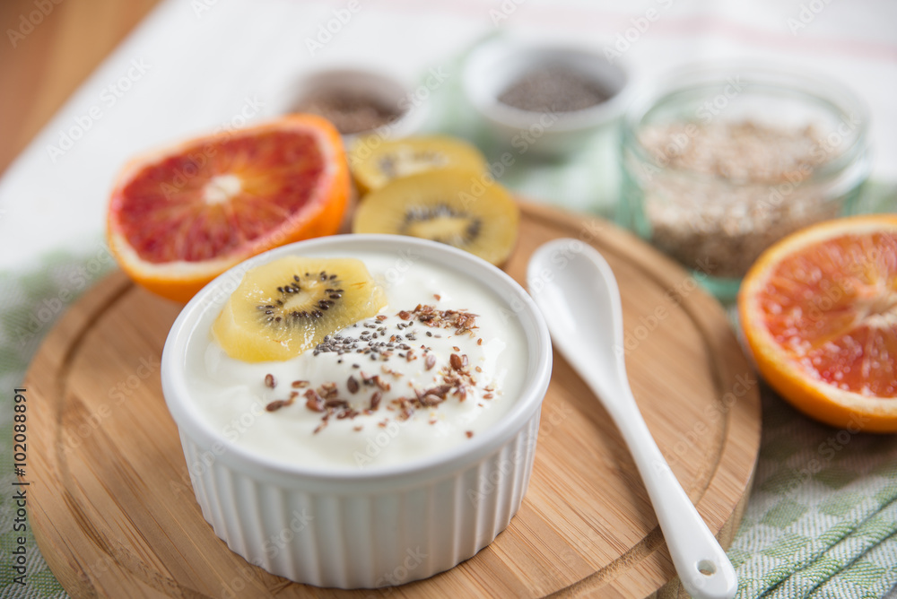 Joghurt mit Müsli und Früchten Joghurt mit Müsli und Früchten