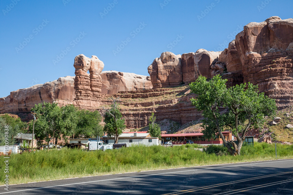 BLUFF, UTAH, USA - AUGUST 27: Views of the stone formation calle