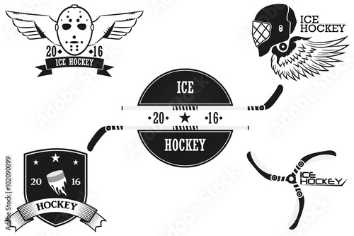 hockey logos. set sport emblems. vector