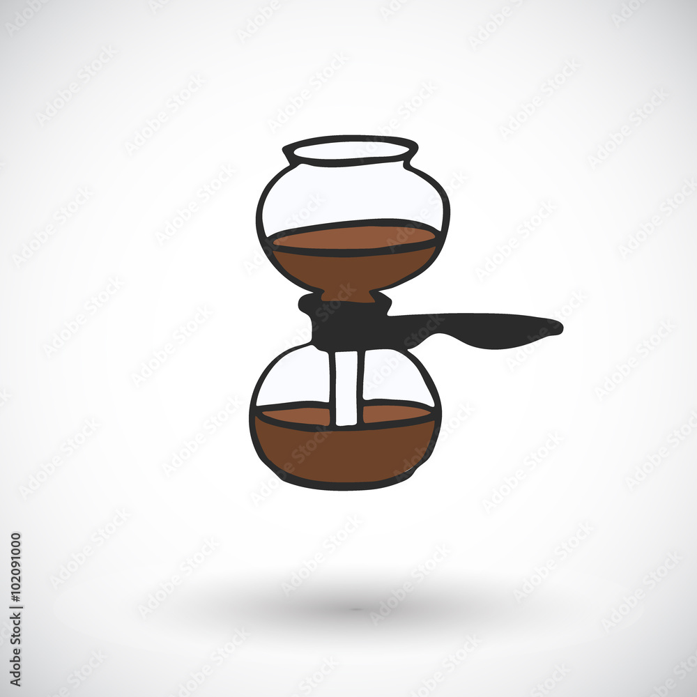 Vacuum coffe maker sketch. Hand-drawn cartoon coffee brewing method icon.  Doodle drawing. Stock Vector | Adobe Stock