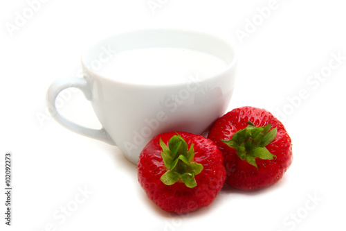 Wallpaper Mural cup of milk and strawberries Torontodigital.ca