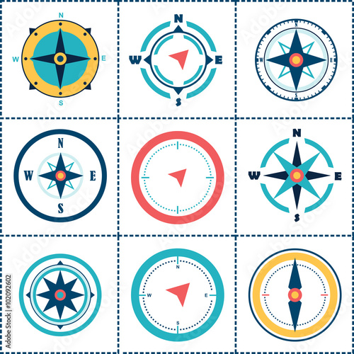 Wind rose isolated vector illustration.Compass