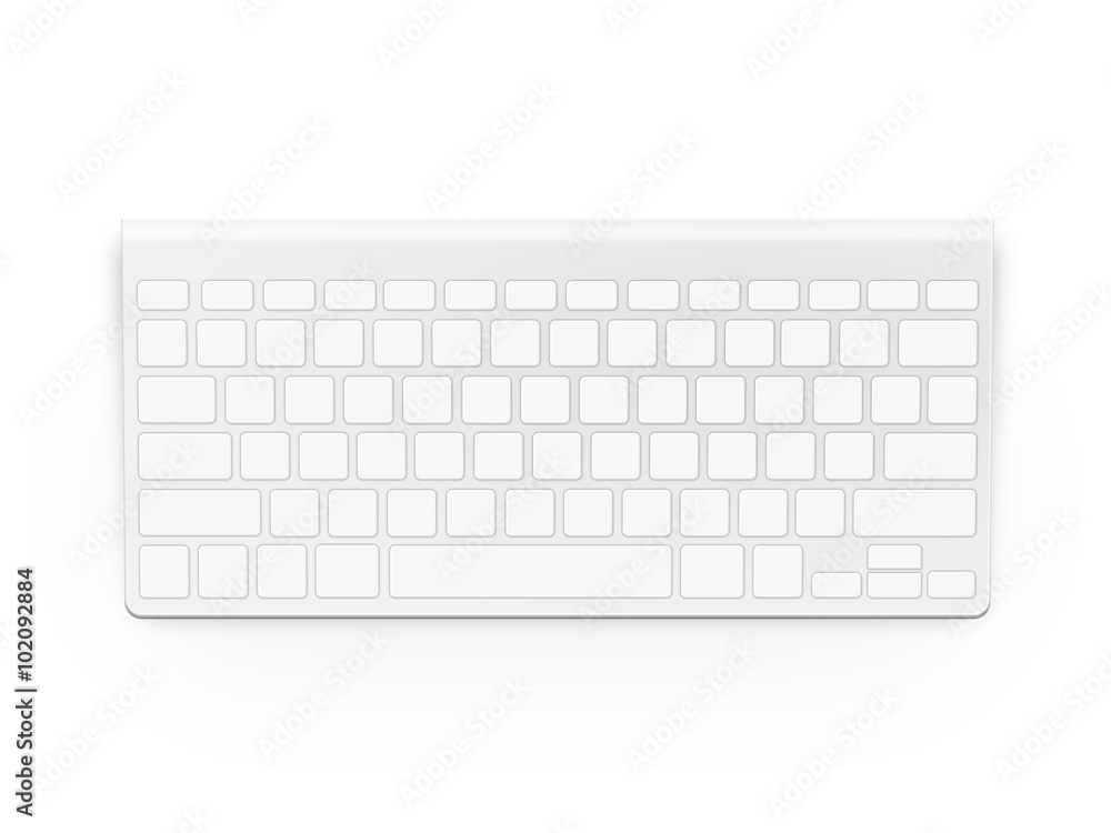 Blank white keyboard design mock up isolated. Empty buttons keypad.