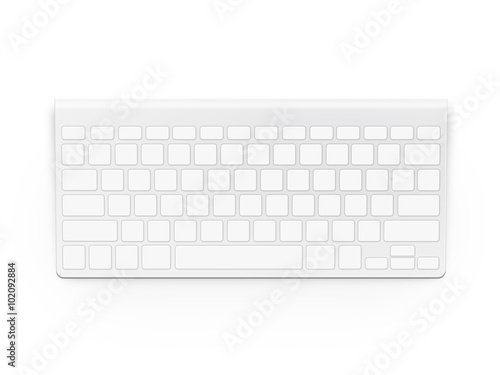 Blank white keyboard design mock up isolated. Empty buttons keypad.