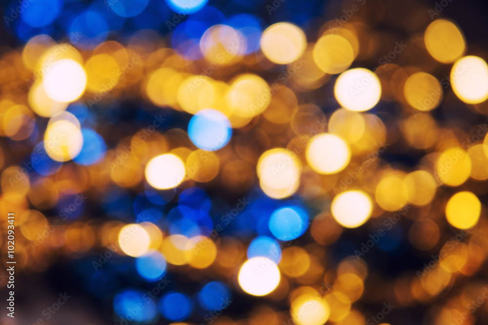 Gold and blue bokeh abstract light