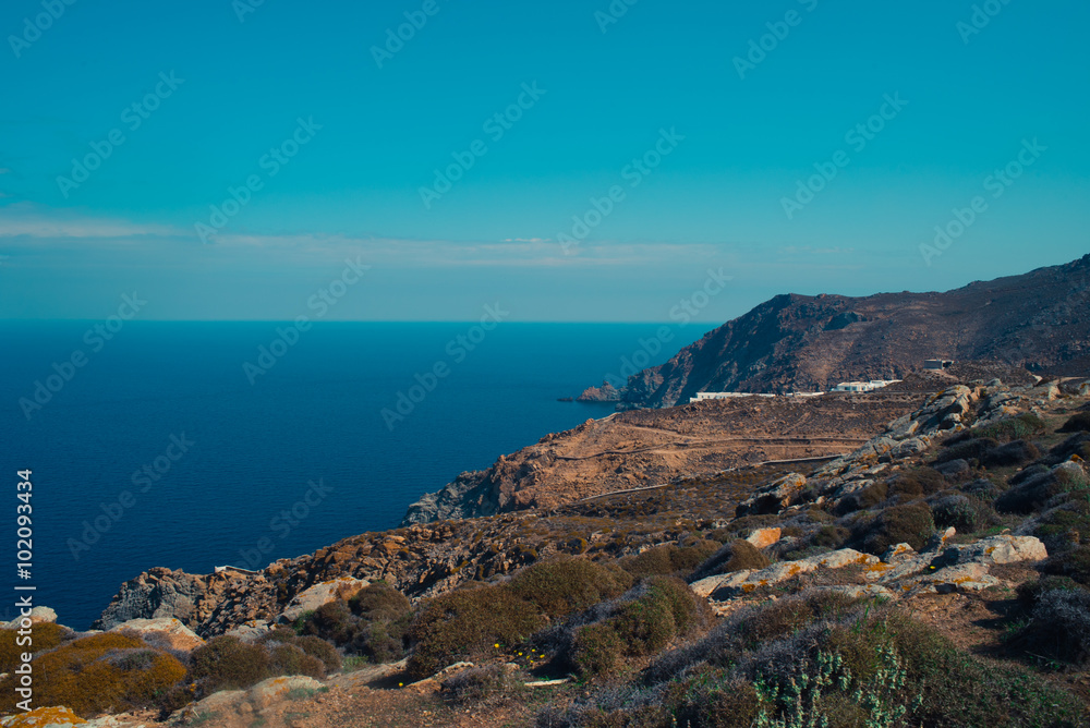 Rocky coast in Mykonos