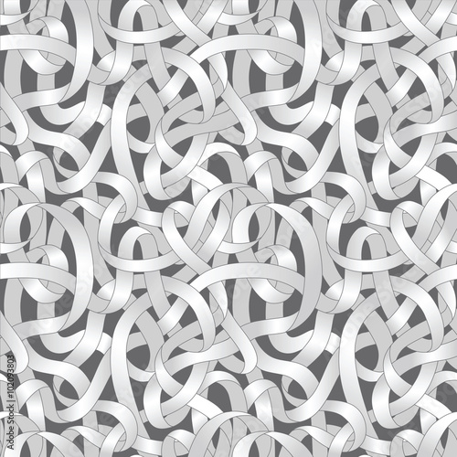 Entangled crazy doodle paths seamless pattern.