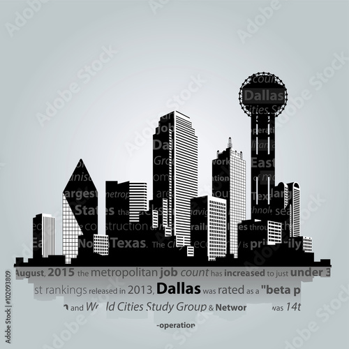 Vector illustration. Dallas city silhouette.