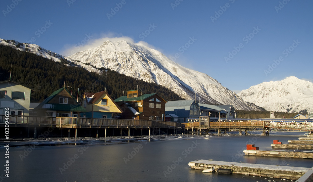 Winter Freeze Resurrection Bay Seward Alaska Docks Marina 