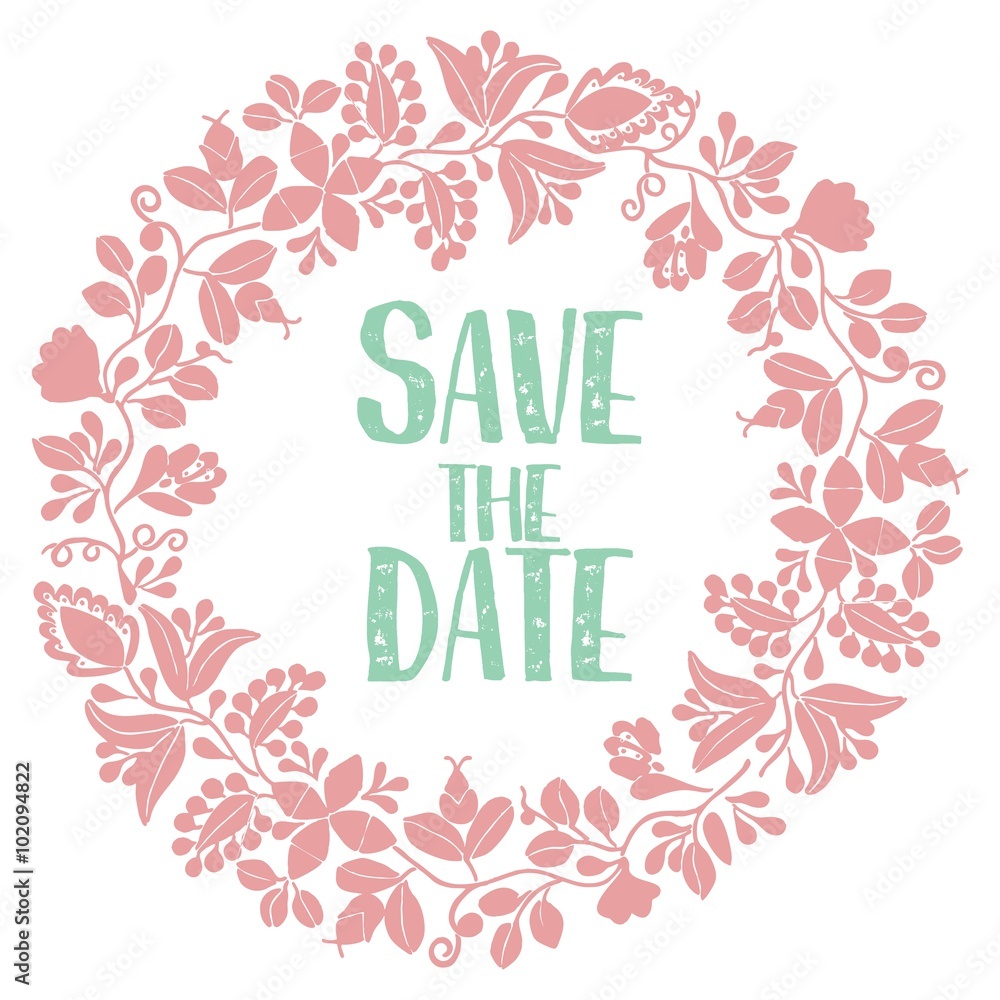 Save the date with pastel vector wreath Save the date with pastel vector wreath