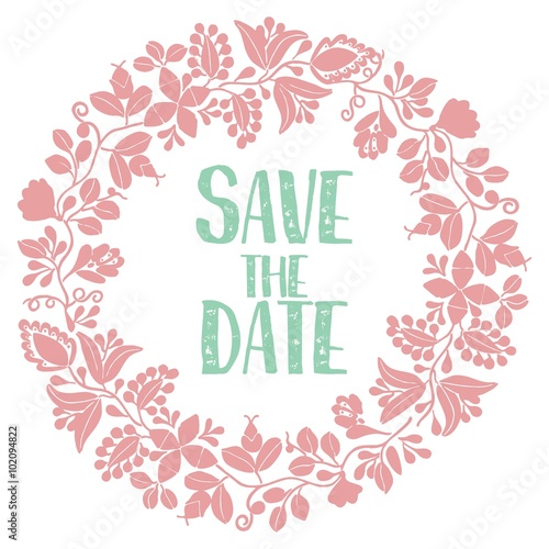 Save the date with pastel vector wreath