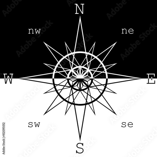 Wind rose isolated vector illustration.Compass