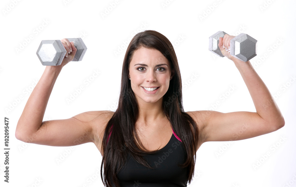 Brunette and Barbells Working out in White Walles Gym Brunette and Barbells Working out in White Walles Gym