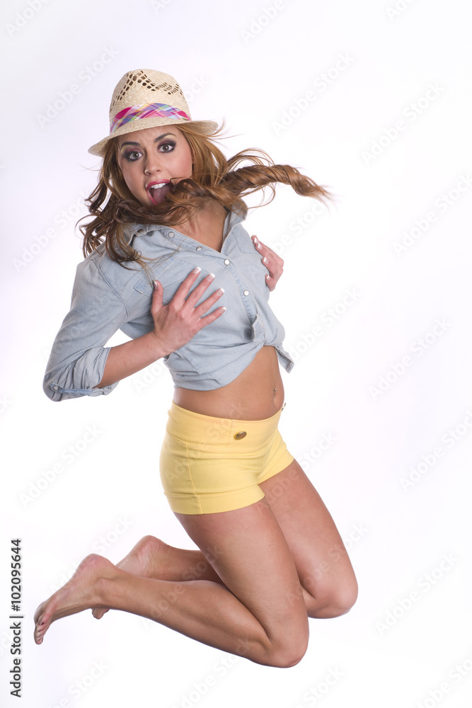 Playful Jump During Dance Move by Hip Female Playful Jump During Dance Move by Hip Female