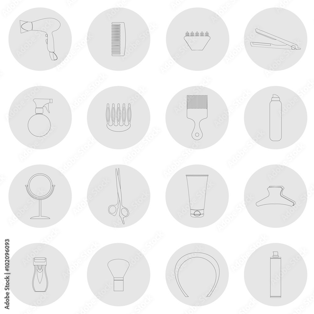 Outline web icon collection.Hairdressing set Outline web icon collection.Hairdressing set