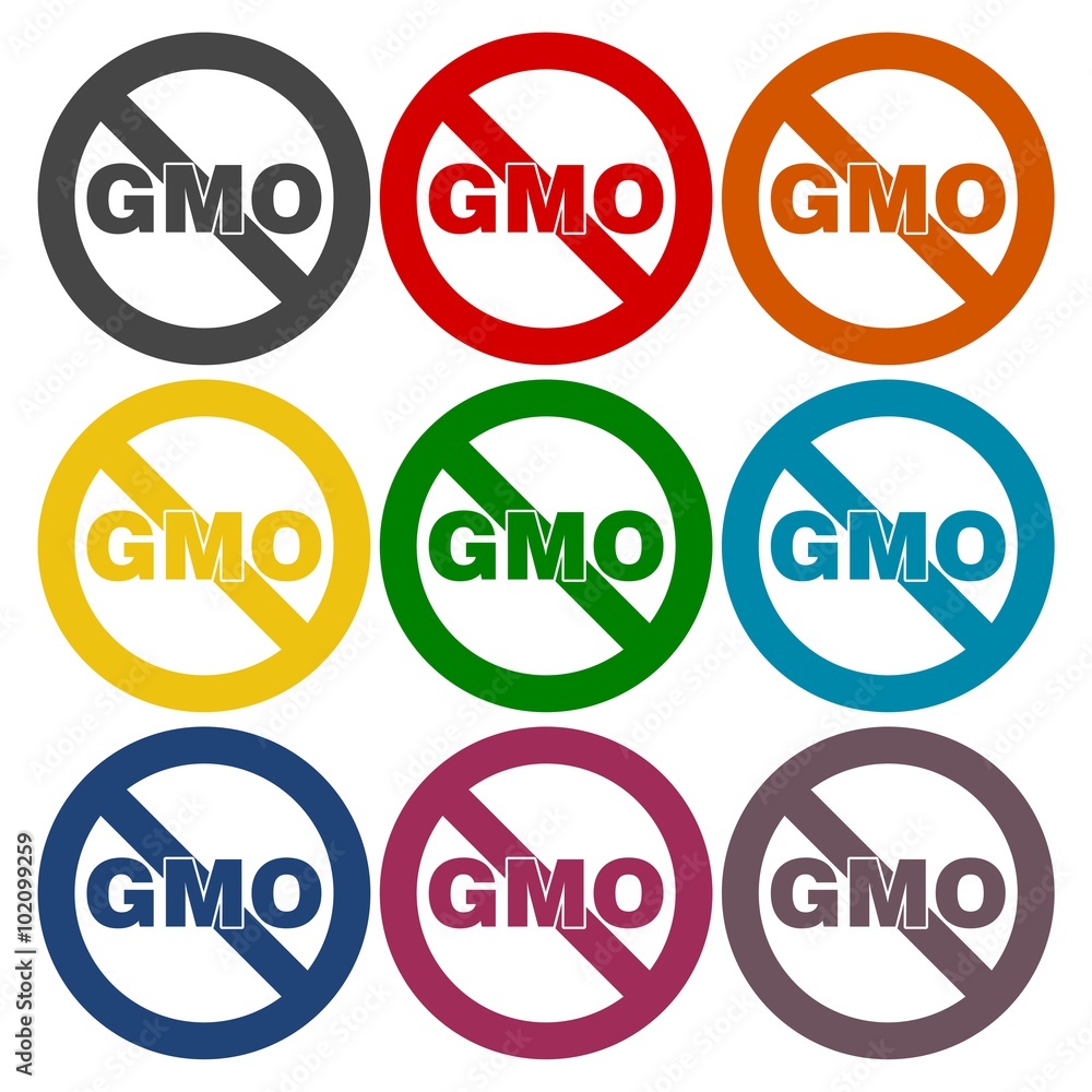 No GMO sign icons set No GMO sign icons set