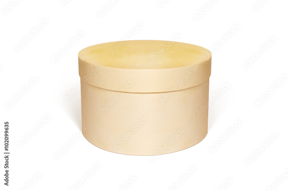Round blank wooden box mock up isolated. Small wood case design Round blank wooden box mock up isolated. Small wood case design