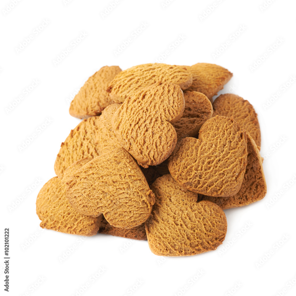 Pile of heart shaped gingerbread cookies Pile of heart shaped gingerbread cookies