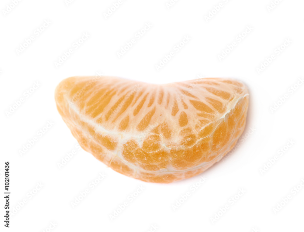 Single tangerine slice isolated Single tangerine slice isolated