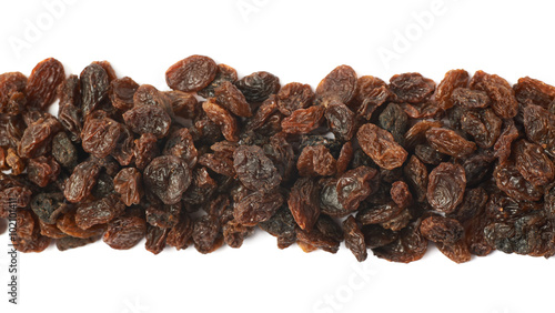 Line of raisins isolated