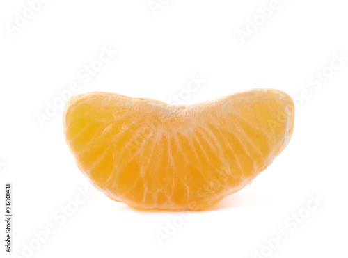 Single tangerine slice isolated