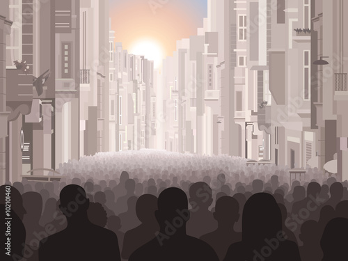 People in a city
