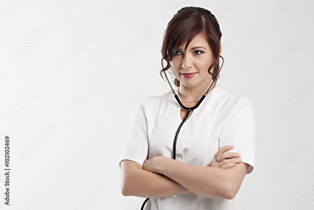 Medicine. Doctor, nurse female. In studio. Medicine. Doctor, nurse female. In studio.