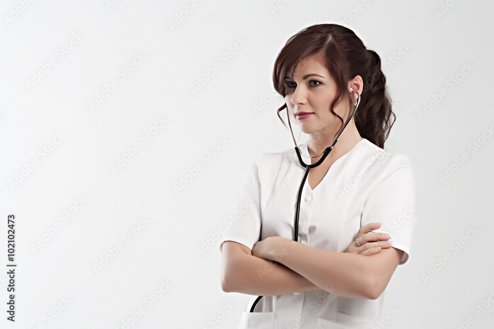 Medicine. Doctor, nurse female. In studio. Medicine. Doctor, nurse female. In studio.