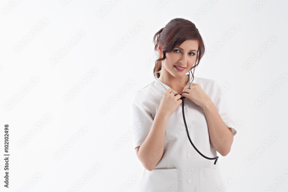 Medicine. Doctor, nurse female. In studio. Medicine. Doctor, nurse female. In studio.
