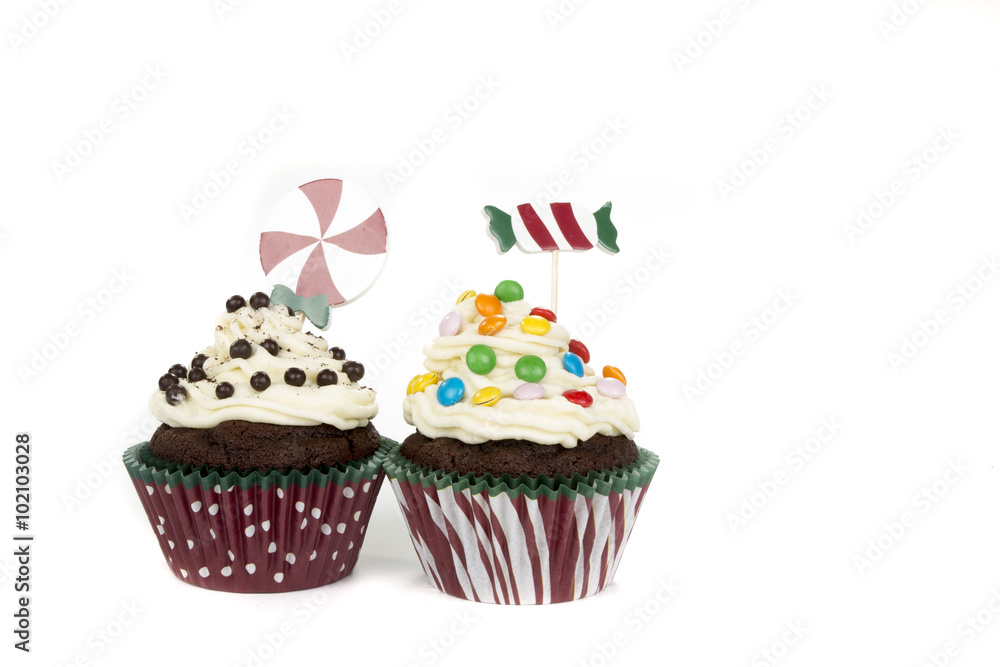 delicious muffins with cream on it, isolated on white background delicious muffins with cream on it, isolated on white background