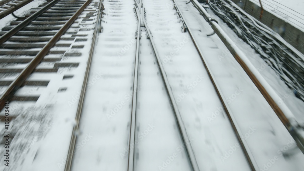 Train goes on rails. Train goes on rails.