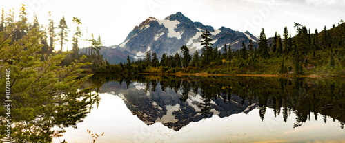 Mt Shuksan Picture Lake Landscape at Mount Baker, Washington State photo